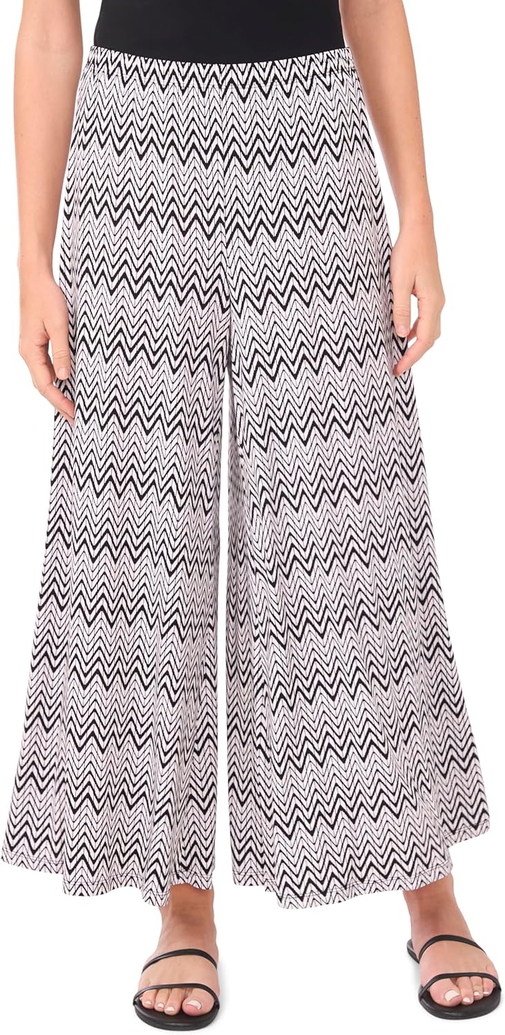Vince Camuto Women's Zig Zag Pull on Wide Leg Pant