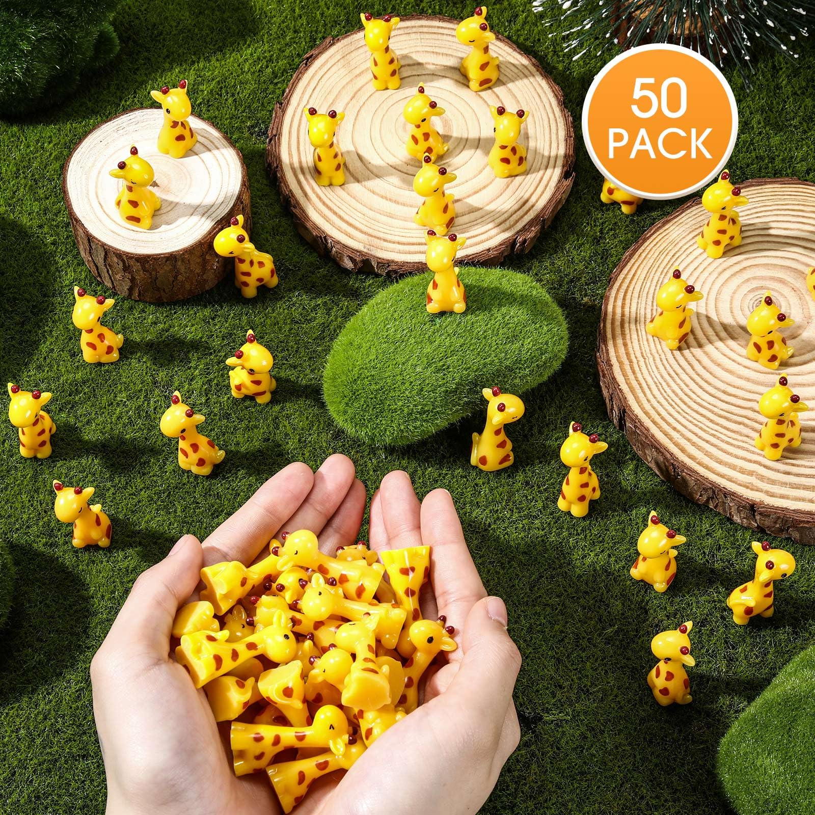 Simgoing 50 Pcs Mini Resin Giraffe Tiny Giraffe Resin Ornaments for Garden Home Decoration Zoo Animal Micro Landscape Ornaments Kit Fairy Dollhouse Accessories (Cute) - Image 2