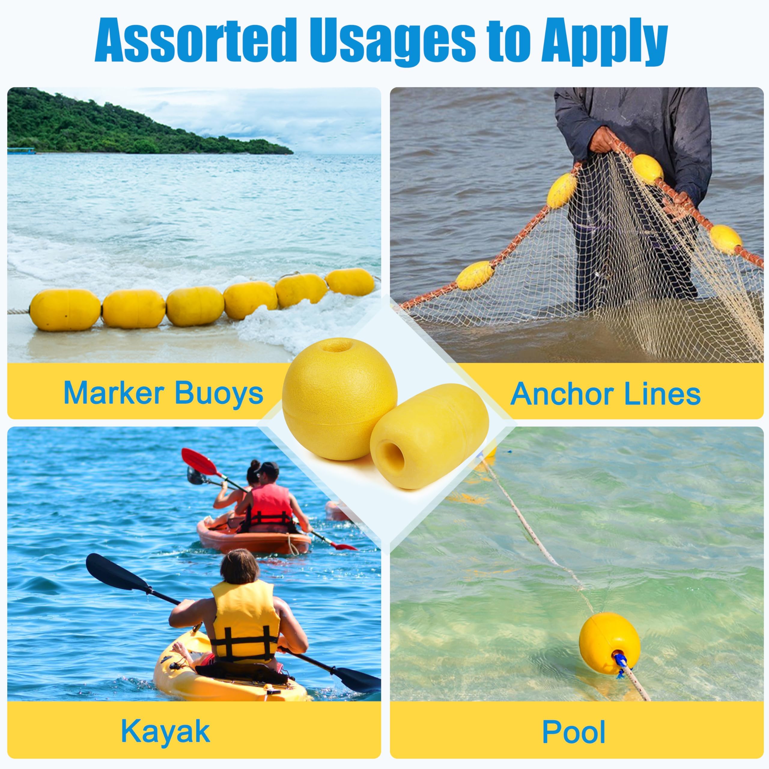 SHADDOCK Lot de 4 bouées flottantes pour bateaux, piégeons à crabes, bouées, marqueurs, bouées, flotteurs, pour bateau, piscine, kayak, pêche au crabe, trail Dock