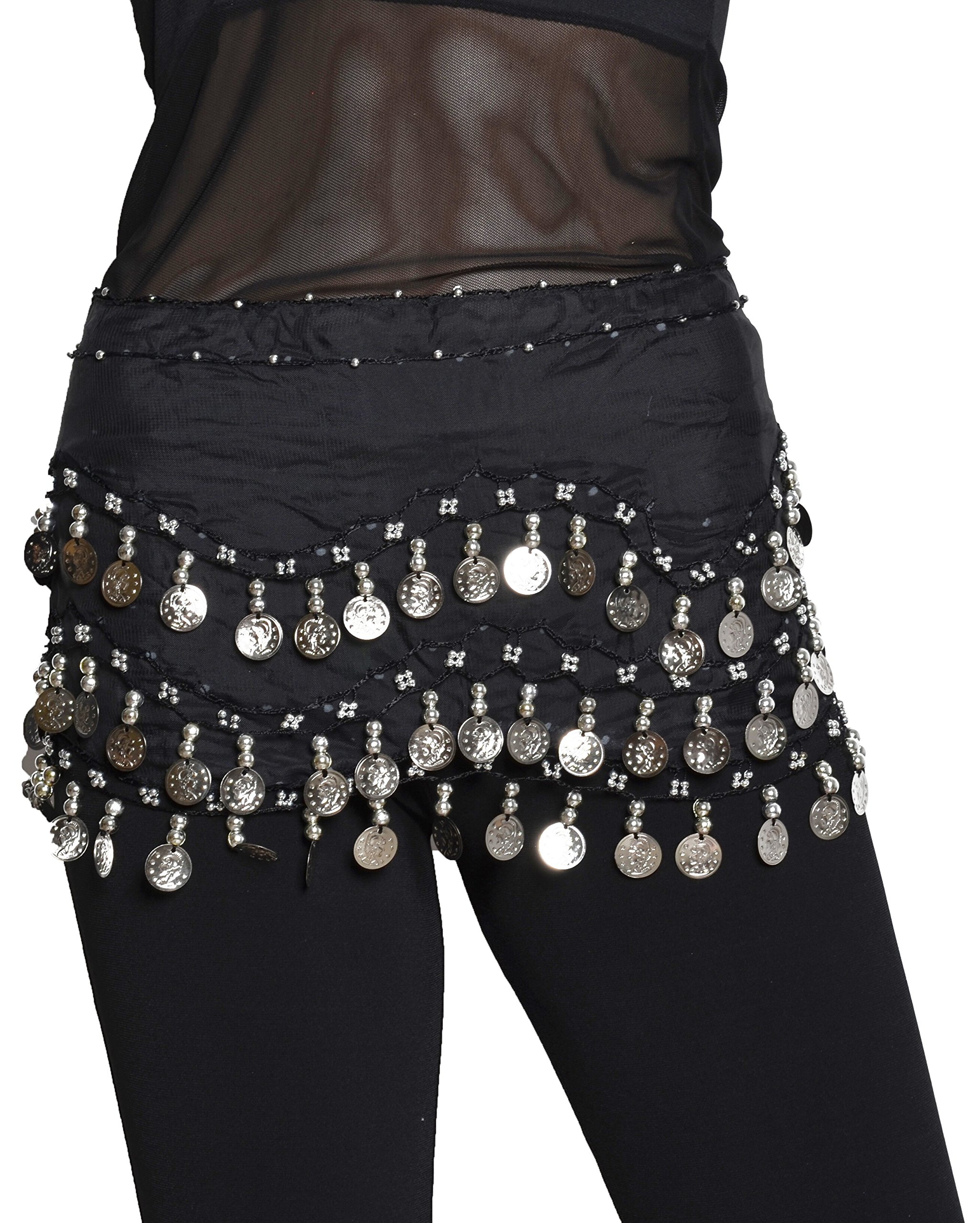 Buy Home Chiffon Dangling Silver Coins Belly Dance Hip Skirt Scarf Wrap Belt