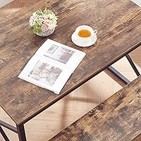 Vista 5 de VECELO Mesa de Cocina con 2 Bancos para 4, Juegos de Comedor de Madera de 43.3'' con Marco de Metal en X para Rincón de Desayuno y Espacio Pequeño