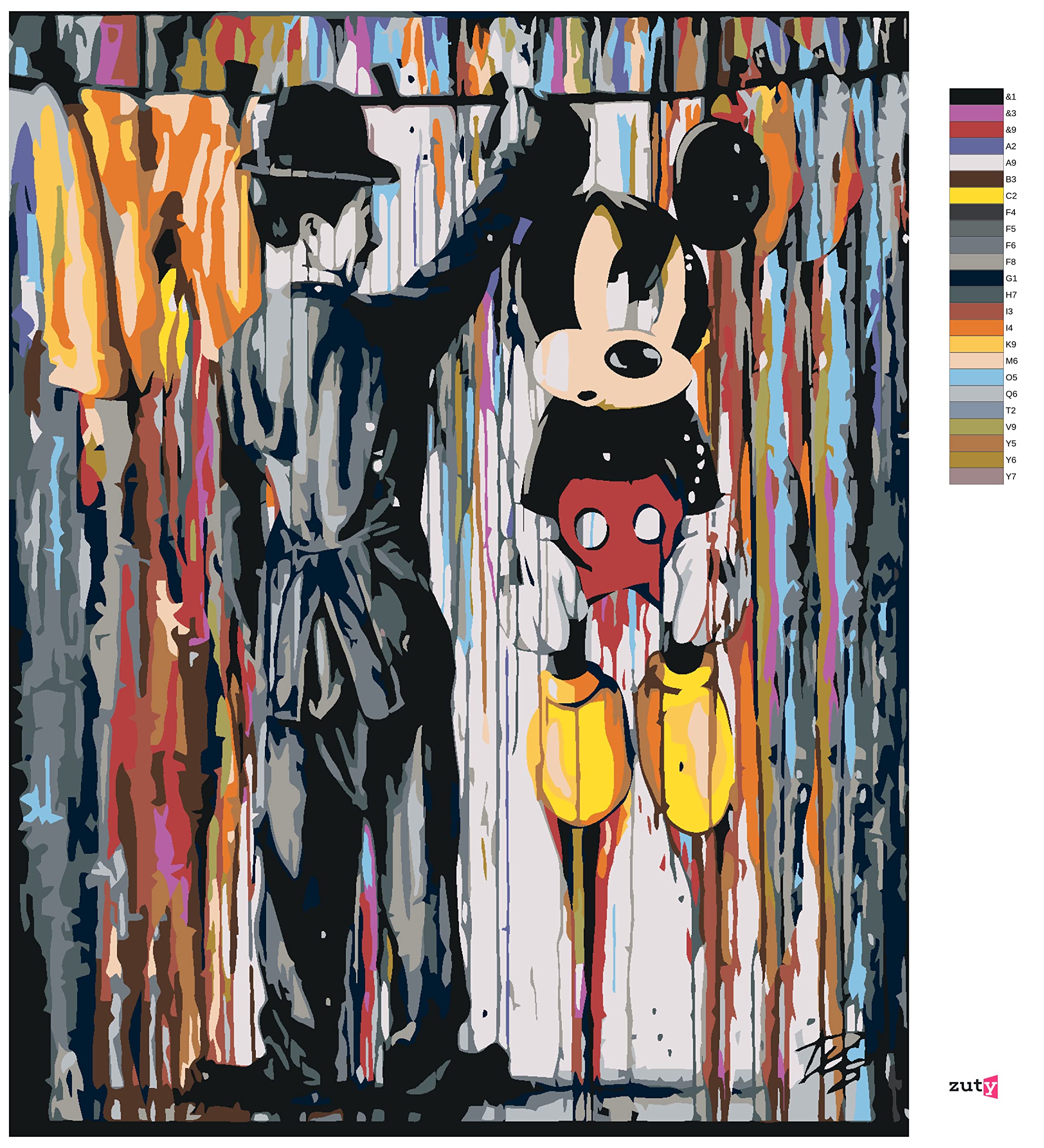 Malen nach Zahlen - MICKEY MOUSE 80x100 cm ohne Keilrahmen