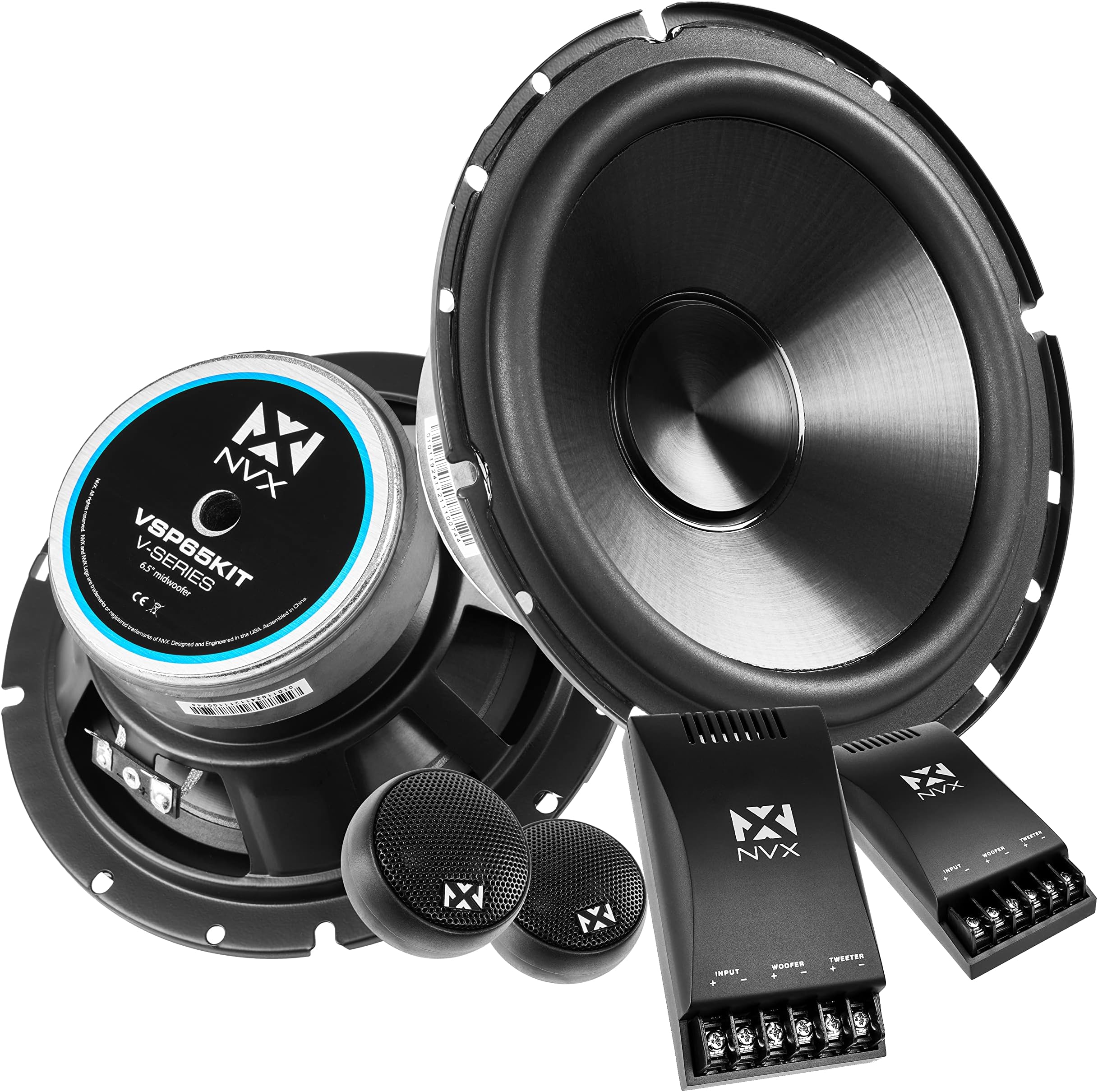 NVX VSP65KIT 750W Peak (250W RMS) 6.5" V-Series 2-Way Component Speaker System with 25mm Silk Dome Tweeters