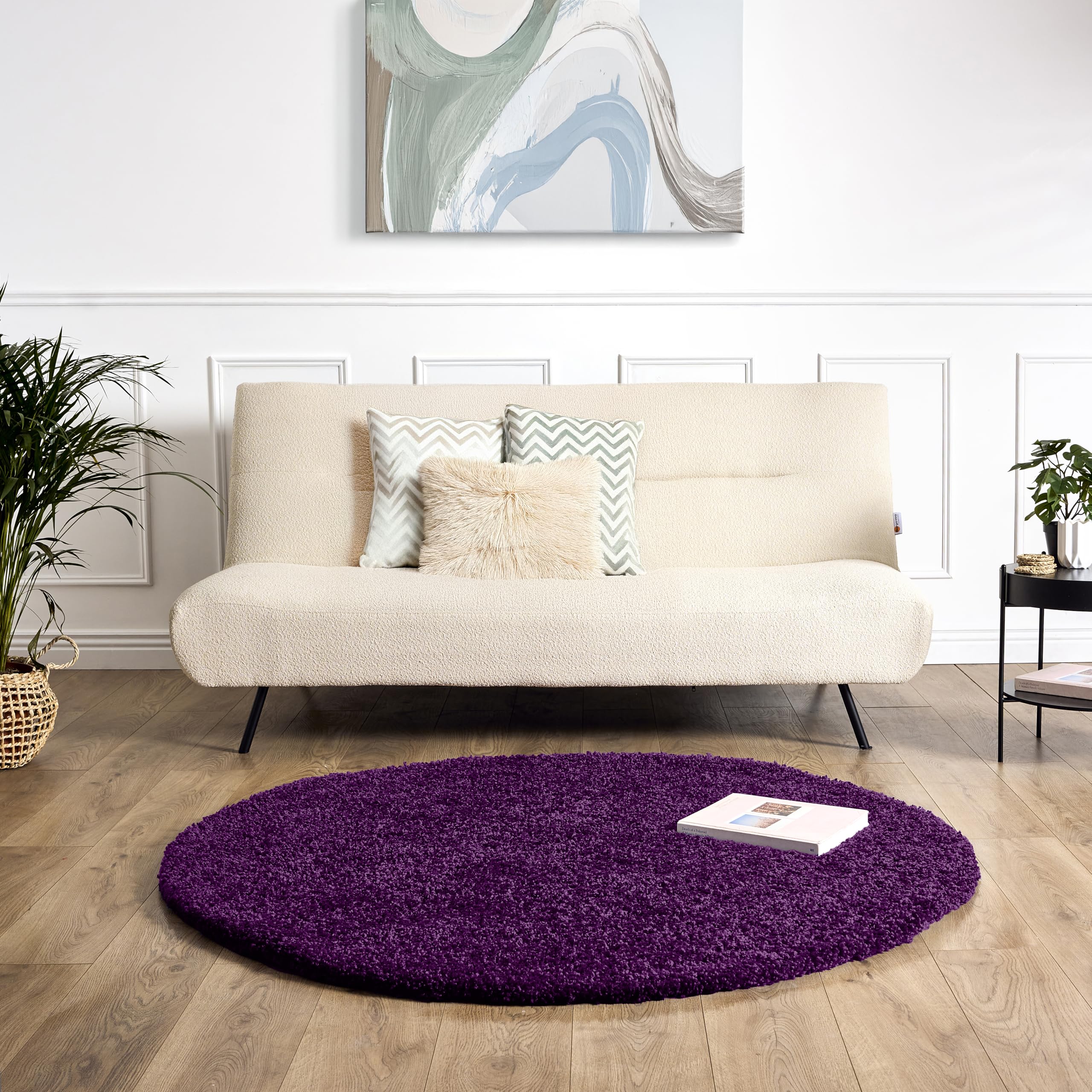 Bravich Navy Blue Shaggy Rug 80 x 150cm (2'7" x 4'11") 5cm Pile Medium Thick Fluffy Living Room Hessian Backed Washable — view 56
