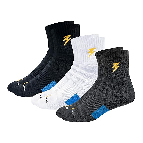 BLITZSOX Hi-Tech Performance Athletic Socks (Badminton, Running, Gym & Indoor Training), Pack of 3
