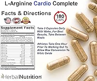 Vista 5 de L-Arginina Cardio Complete, refuerzo de óxido nítrico, 1500 mg de mezcla de apoyo cardiovascular más L-citrulina, vitaminas minerales apoya la salud