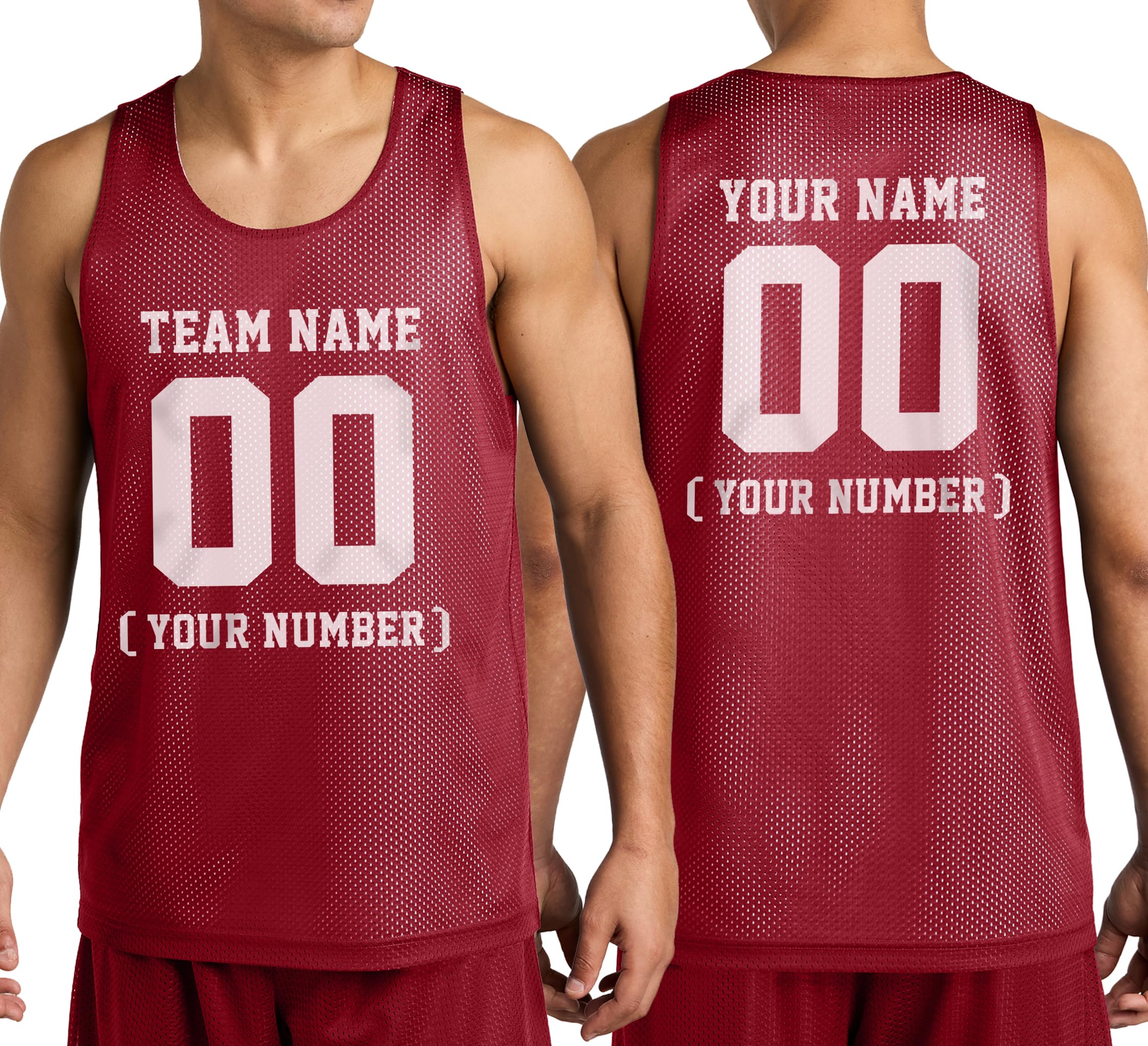 Personalize Your Own Team Basketball Jersey with Your Custom Name and Number Adult Sports Tee Deep Red