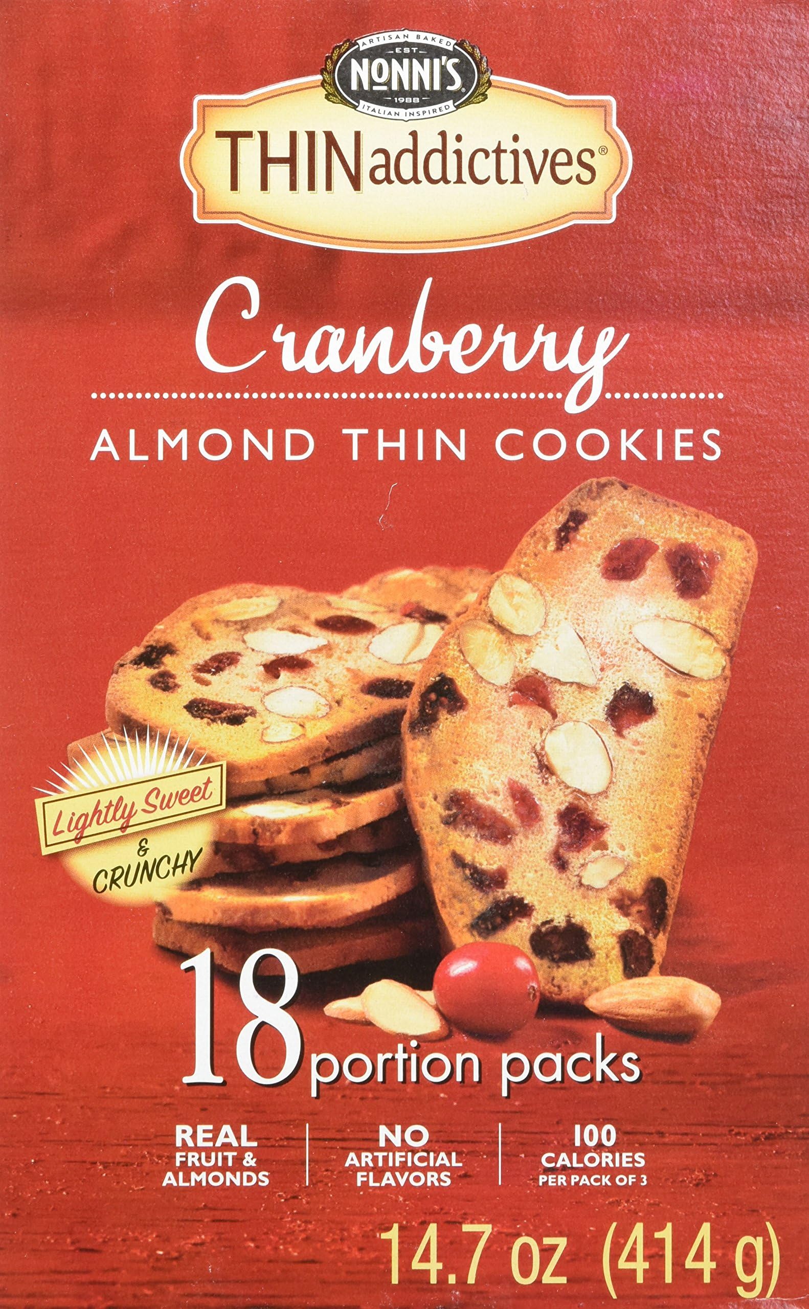 Thinaddictive Almond Thins, Cranberry, 14.7 Ounce