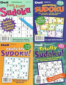 Mixed Lot of 4 Dell Sudoku Books Fun & Easy, Original, Crazy For, Totally