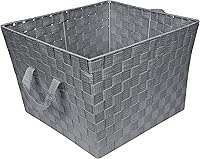 Vista 32 de Simplify Bolso grande con correa tejida Cesta de almacenamiento decorativa 2 asas Organización Armario Dormitorio Baño Guardería