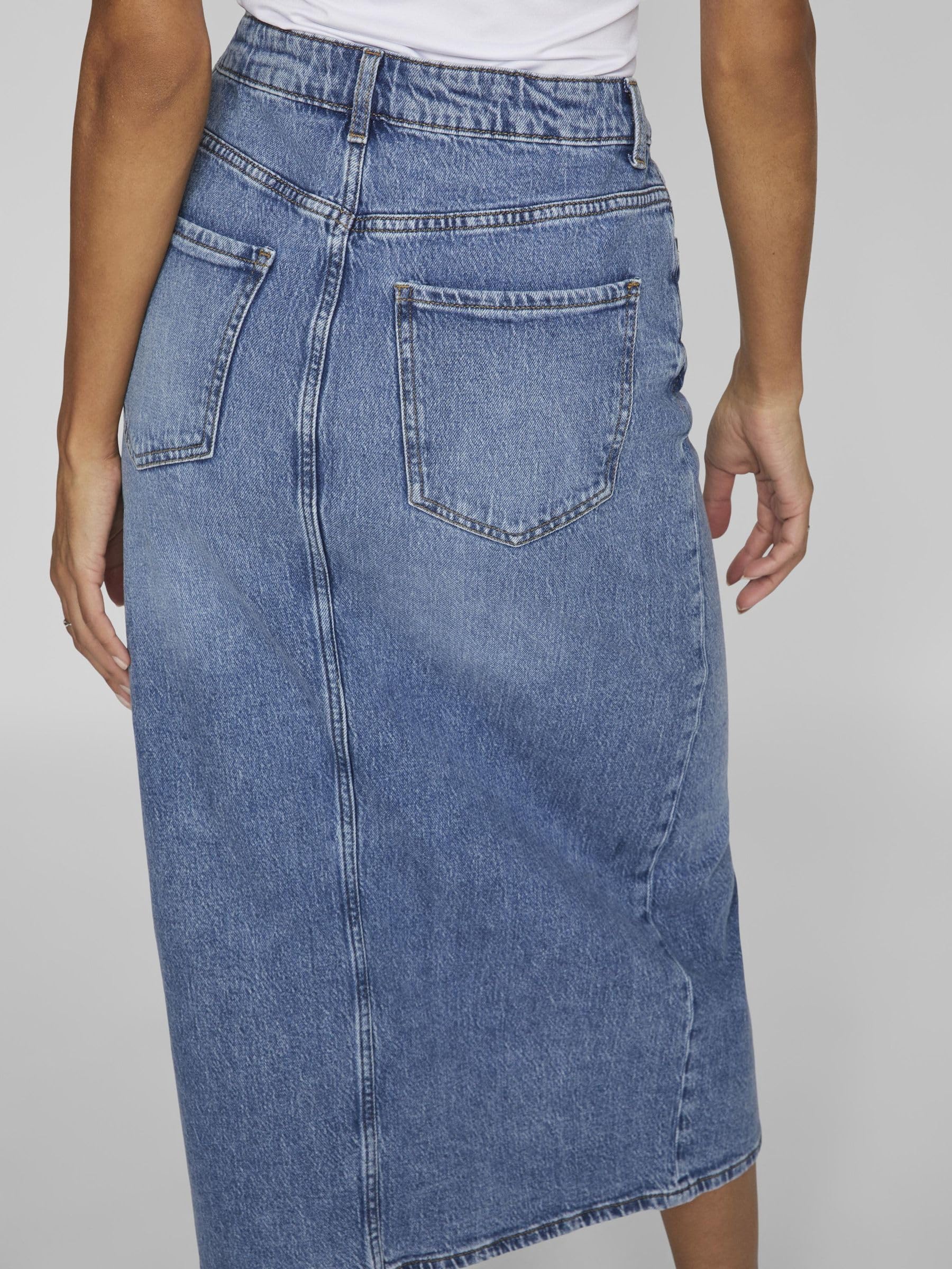 Vila Damen Vijaf Hw Midi Denim Skirt-noos Jeansrock (1er Pack)