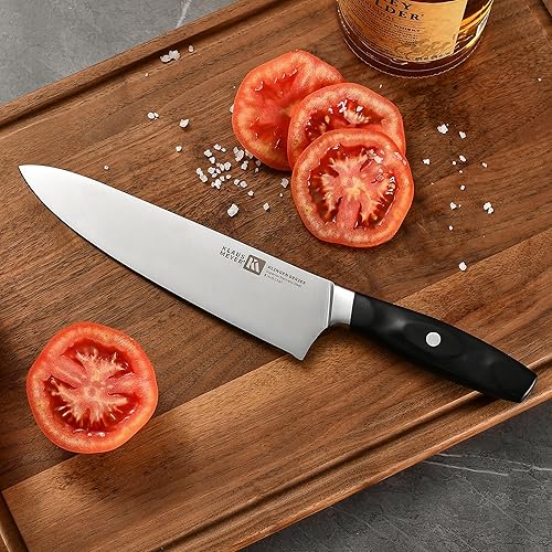 Miniatura 7 de Klaus Meyer Juego de cuchillos de 15 piezas, acero inoxidable alemán de alto carbono forjado con hoja afilada con bloque, cubiertos aptos para