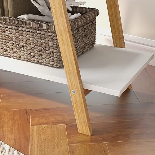 Miniatura 7 de Estantería de escalera de 4 niveles con marco de bambú sólido, en forma de A, estante de exhibición multifuncional, estante de escalera