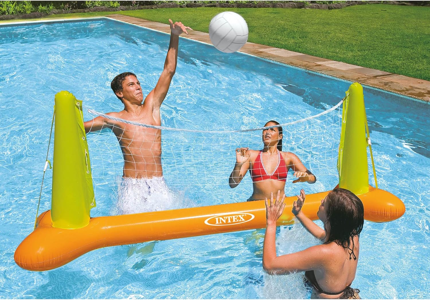 Intex Inflatable Floating Swimming Pool Toy Active Water Volleyball Sports Game with Net and Ball for Children and Adults, Multicolor (6 Pack)