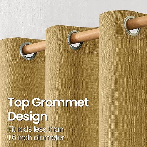 Miniatura 6 de BGment Cortinas de lino sintético para sala de estar de 84 pulgadas de largo, juego de 2 paneles, cortinas largas gruesas con textura de arpillera,