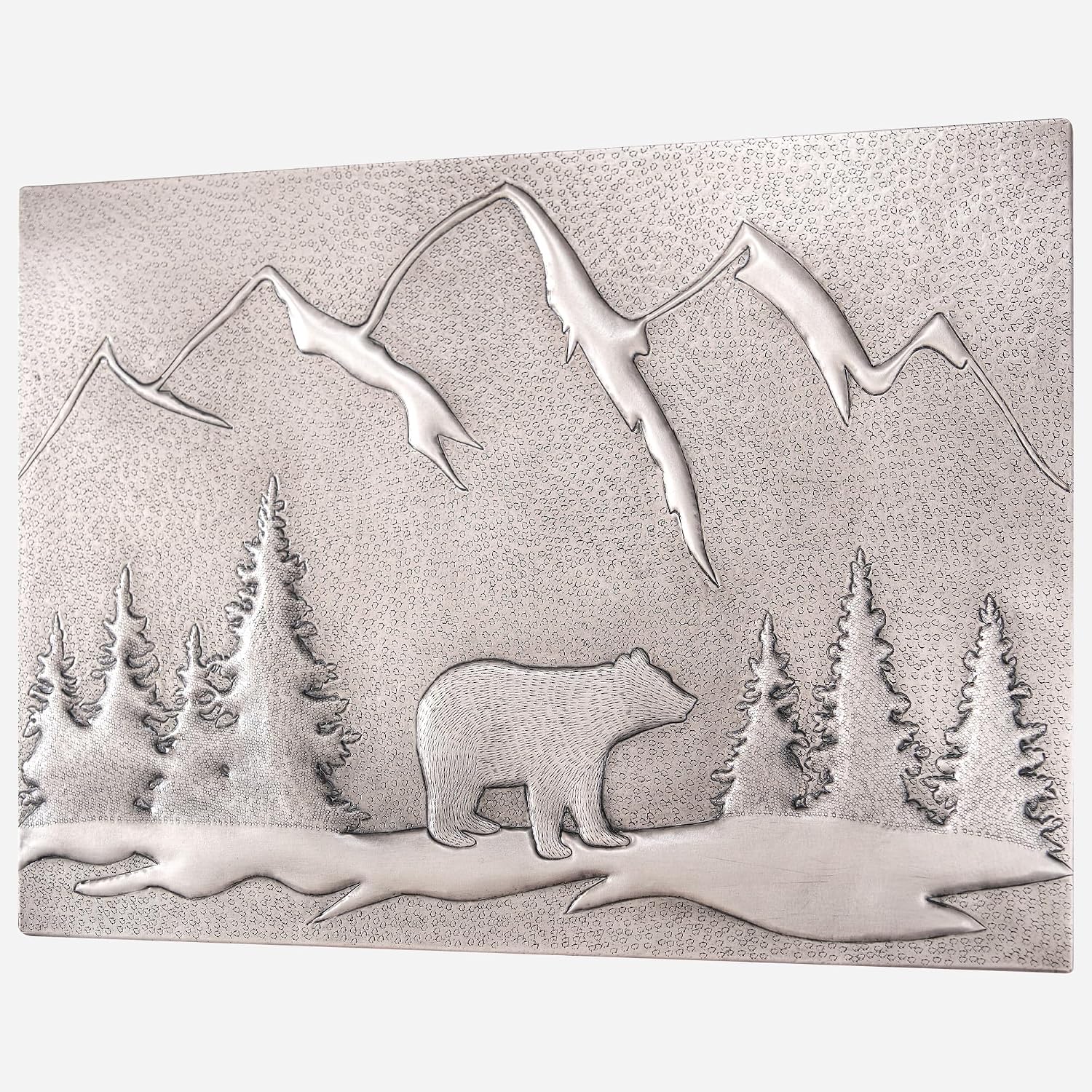 Copper Backsplash, Bear in The Forest Kitchen Backsplash, 18"x24" Copper Backsplash Panel, Handmade Copper Backsplash Tile, Indoor Outdoor Wall Decor (Gray)