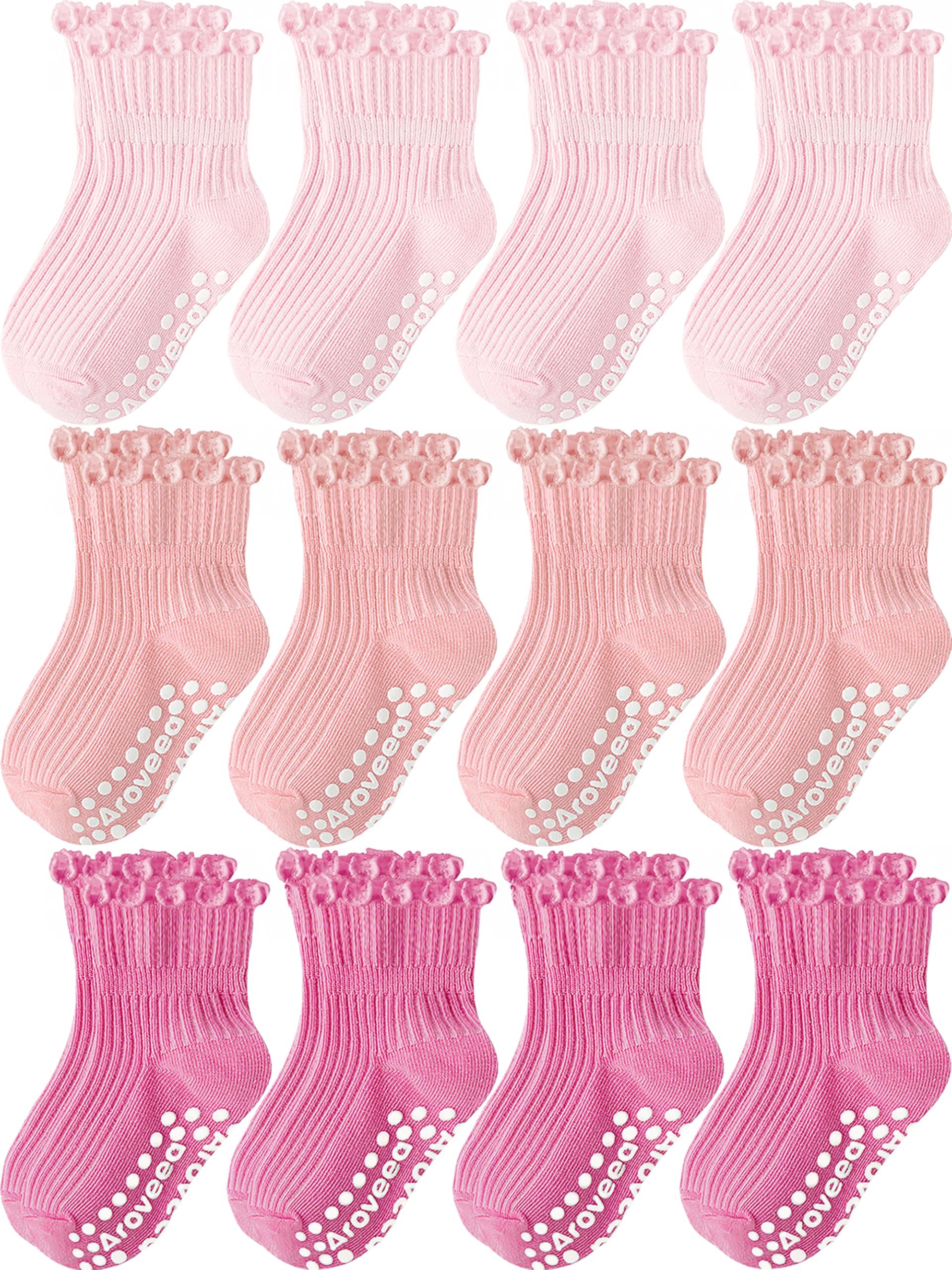 Baby Toddler Girls Socks Grip Ruffle Non Slip Kids Cotton 12 Pack Socks