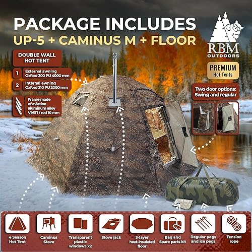 Miniatura 3 de Russian-Bear Tienda de campaña caliente con gato para 8 personas en todas las estaciones para acampar, pesca, caza, tienda impermeable de doble capa