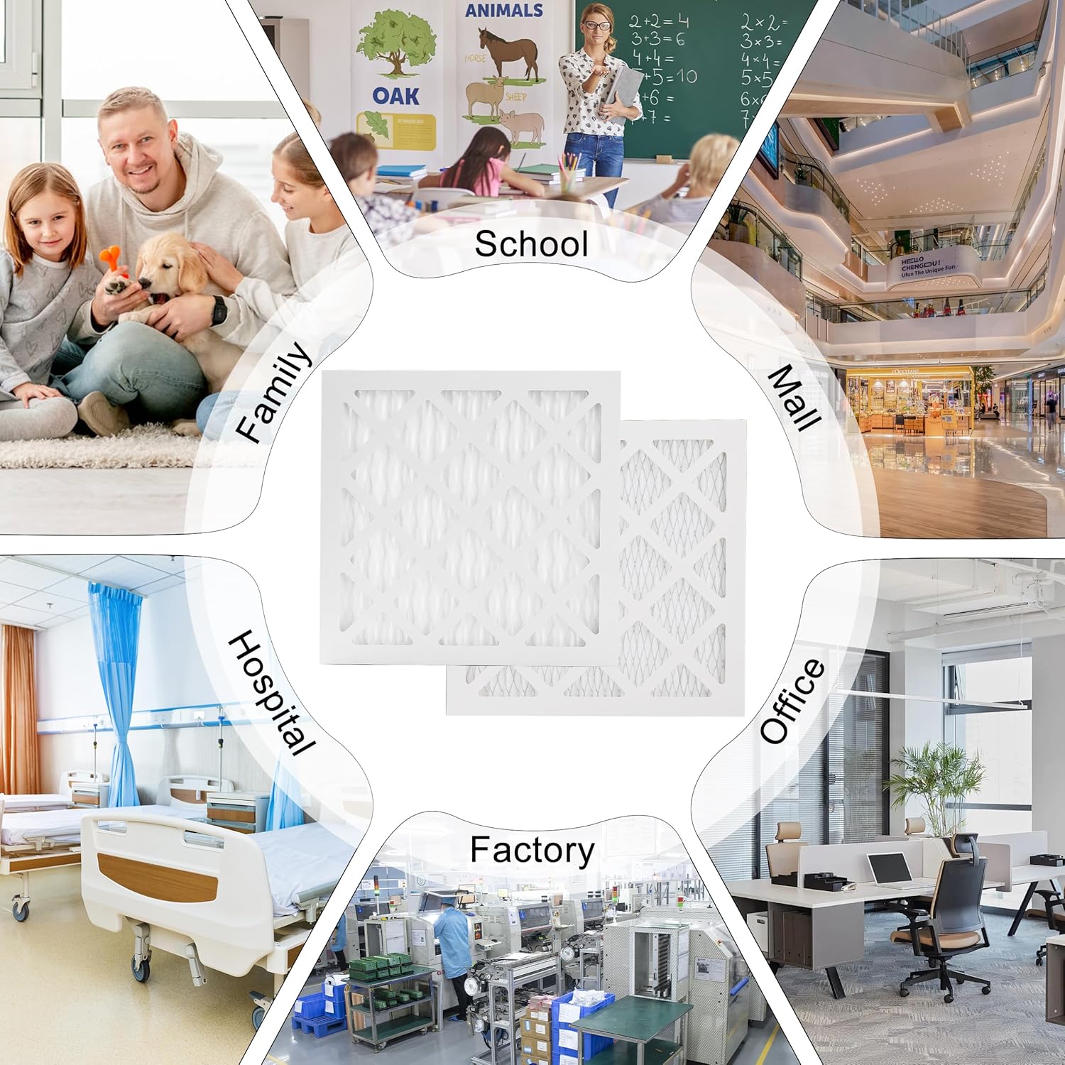 12x12x1 Air Filter, 8 Pack Electrostatic Pleated HVAC Filter, MERV 13 Furnace Air Filters for Home (MPR1900 FPR 9)