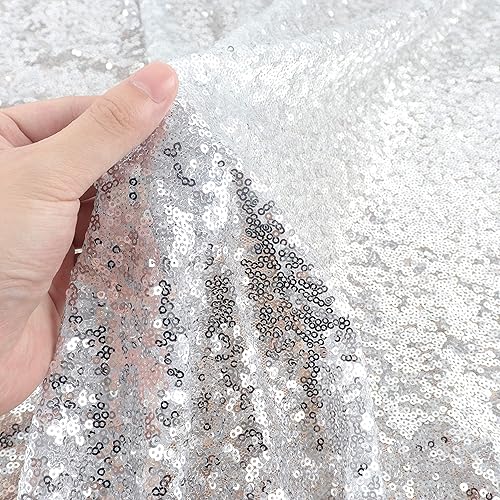 Vista 124 de ShiDianYi Mantel glamoroso de lentejuelas de 1 yarda para mesa de postre de boda, 49.2 in de ancho