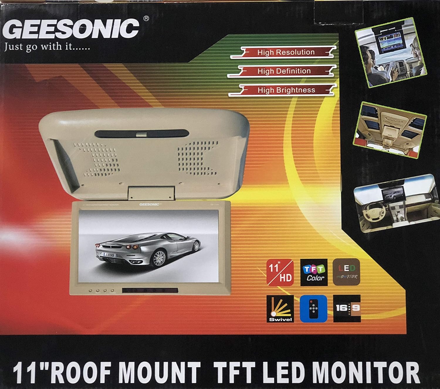 Geesonic GS 1104 Car Roof Mount Slimmest LED TFT Monitors Premium