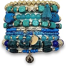 Bohemian Beads Bracelet Set for Women and Girls – Fancy Stackable Boho Bracelets, Stylish Hand Jewelry for Women