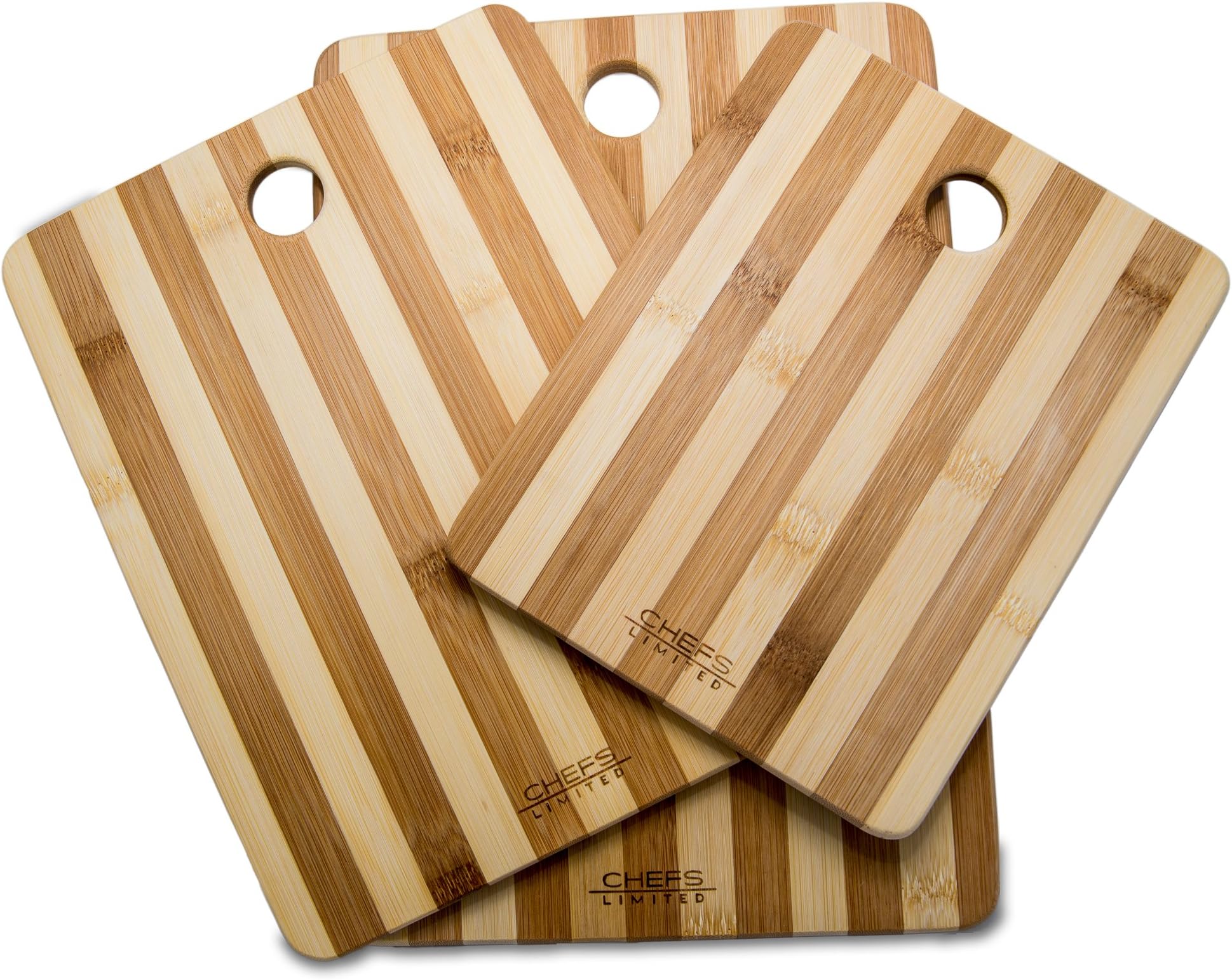 Chefs Limited 3 Piece Bamboo Cutting Board Set with Handle