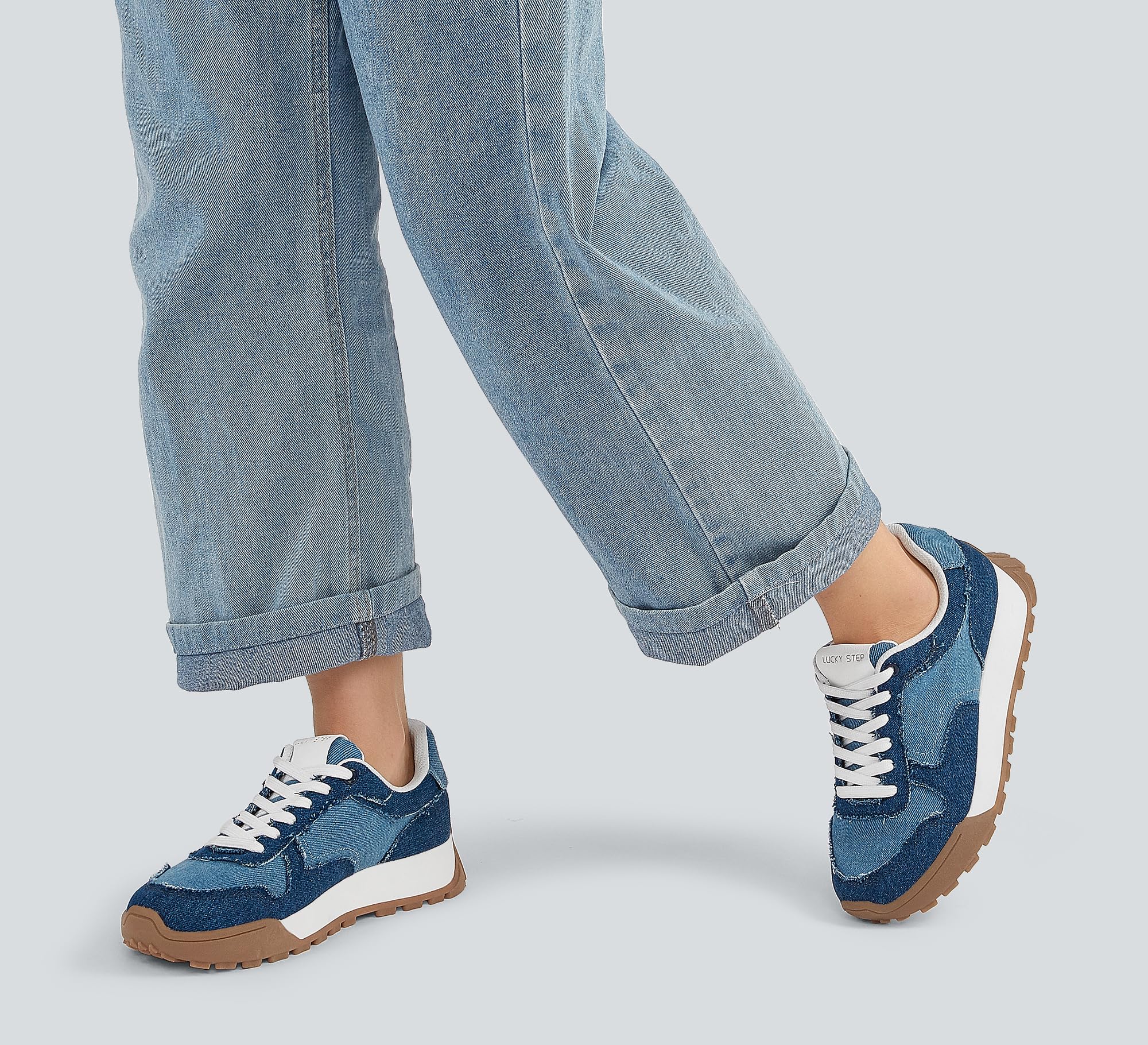 LUCKY STEP Damen Retro-Design Sneaker mit Plattformsohle Atmungsaktive Canvas-Schuhe mit Schnürung für Stadt & Freizeit