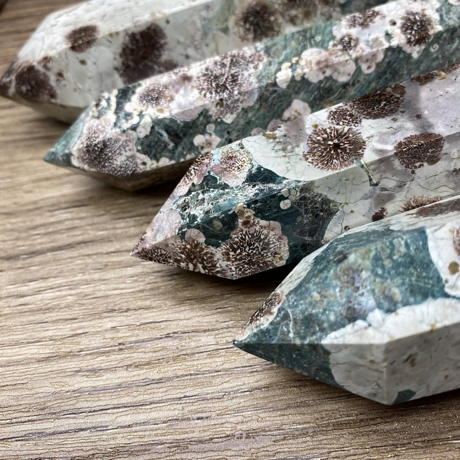 Quartz Decoration 1PC Natural Crystal Point Green Flower Jade Point Tower Suitable for Home Decoration (Size : 13-14CM)