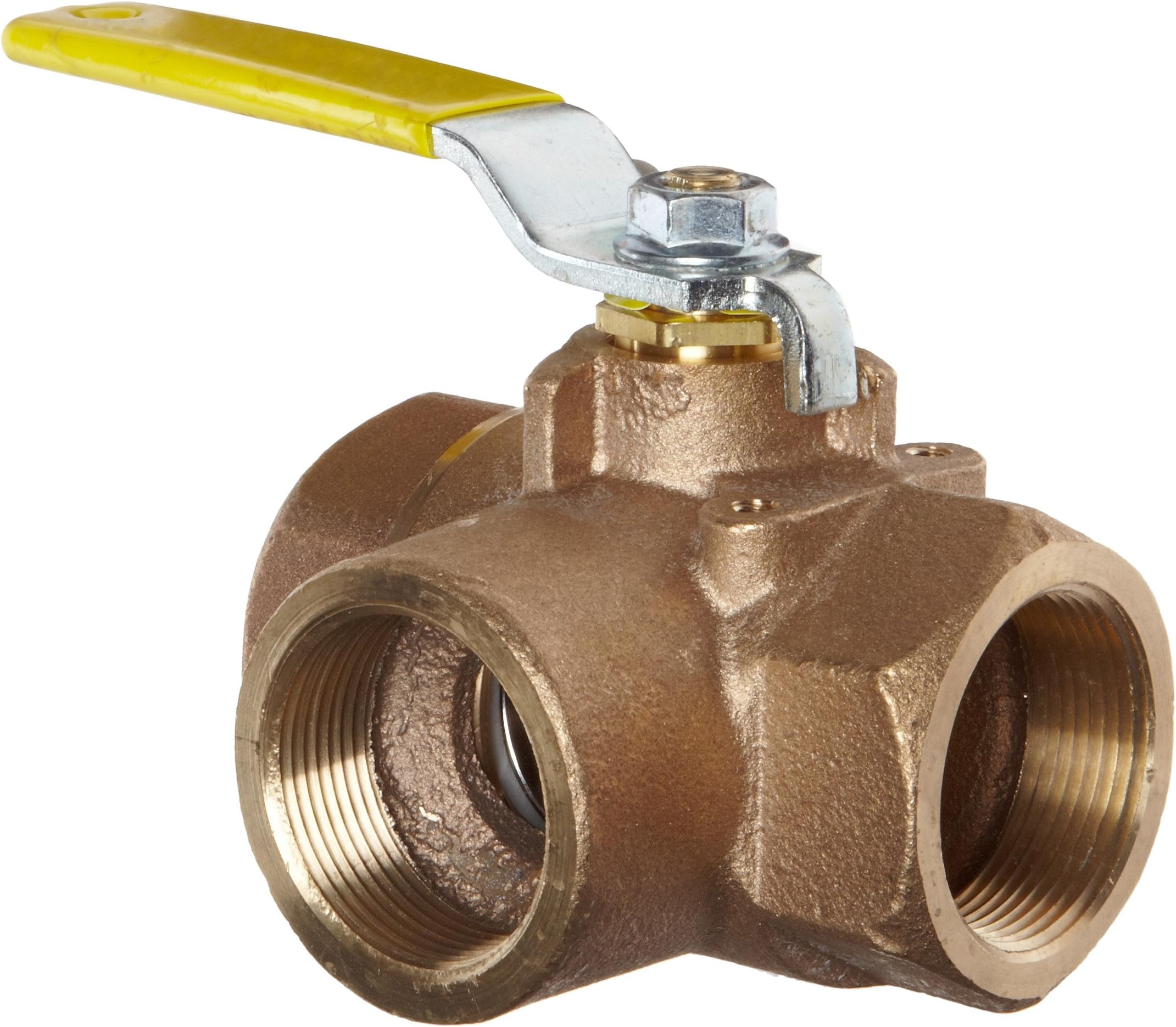 Apollo 70-600 Series Bronze Ball Valve, Two Piece, 3-Port Diverting, Lever, 1-1/2" NPT Female