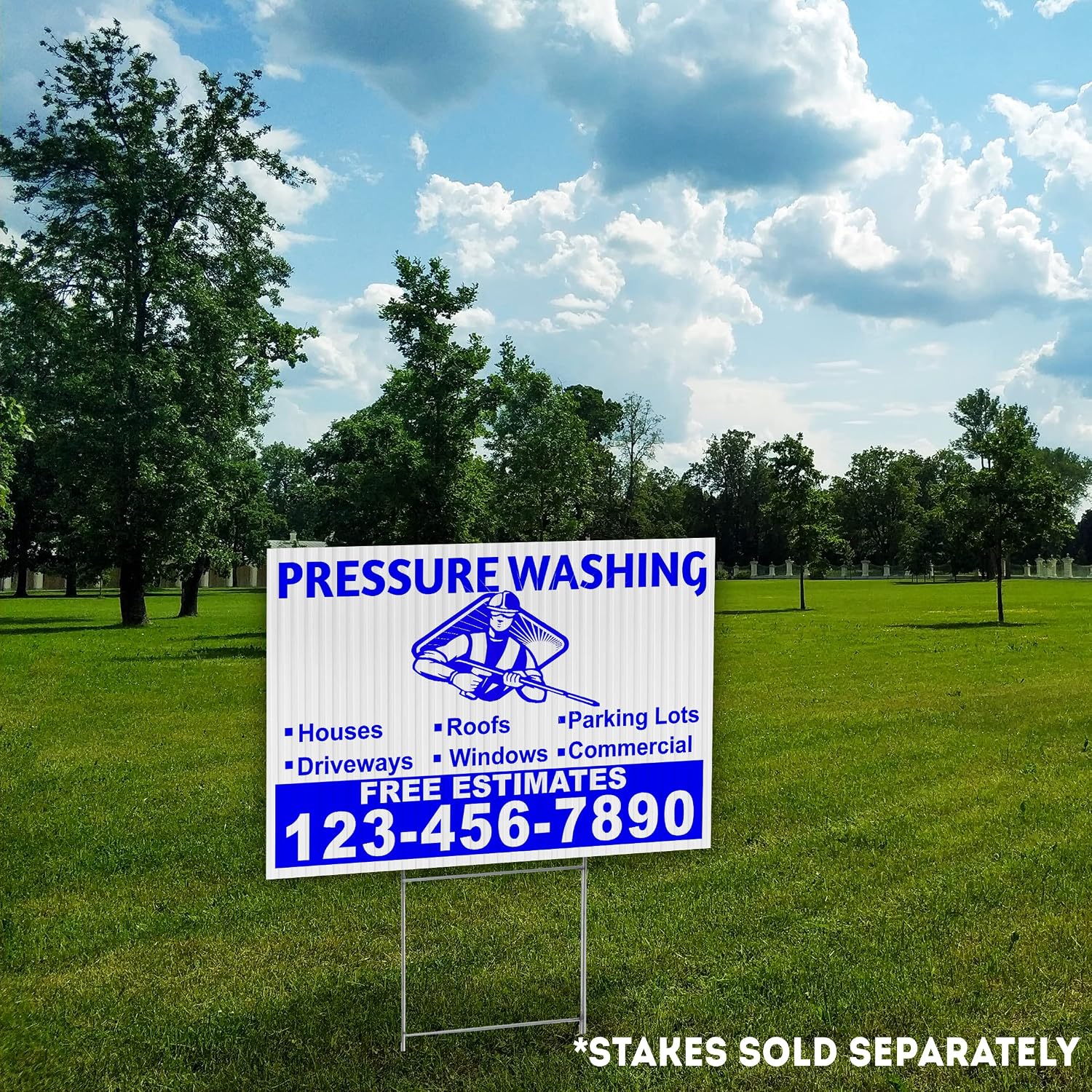 Custom Bulk Pressure Washing Yard Signs 24x18" - Single Sided Print - Add Your Phone Number! Glossy, UV-Ink for Durability - Made in America (25)