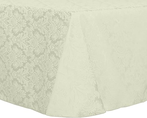ULTIMATE TEXTILE Vintage Damask Saxony - Mantel ovalado (60 x 120 pulgadas), color marfil