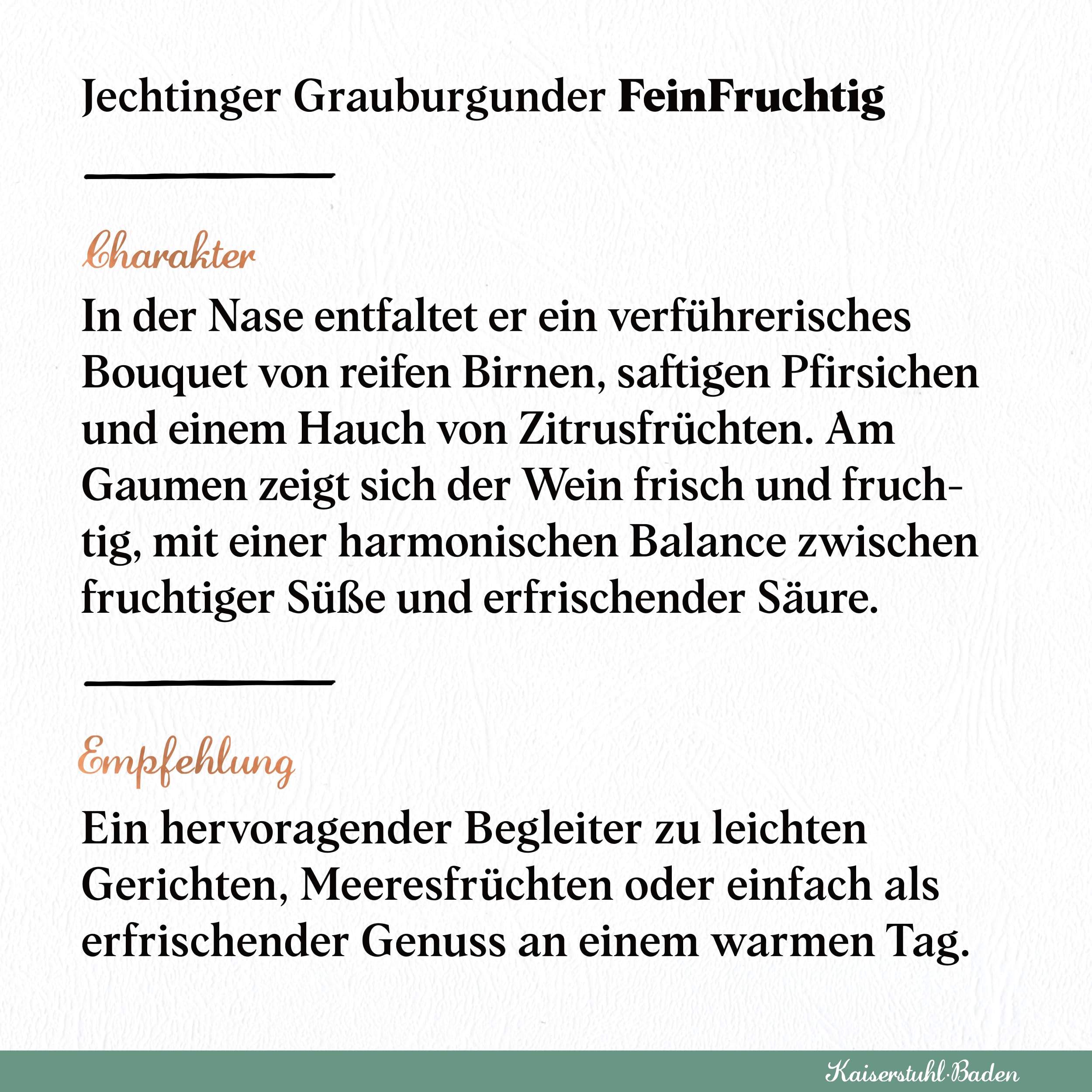 Jechtinger Grauburgunder FeinFruchtig - Weißwein fruchtig mit Birnen-, Pfirsich- & Zitrusaromen, frisch & harmonisch, Badischer Wein vom Kaiserstuhl (6 x 0,75l) (Packung mit 4)