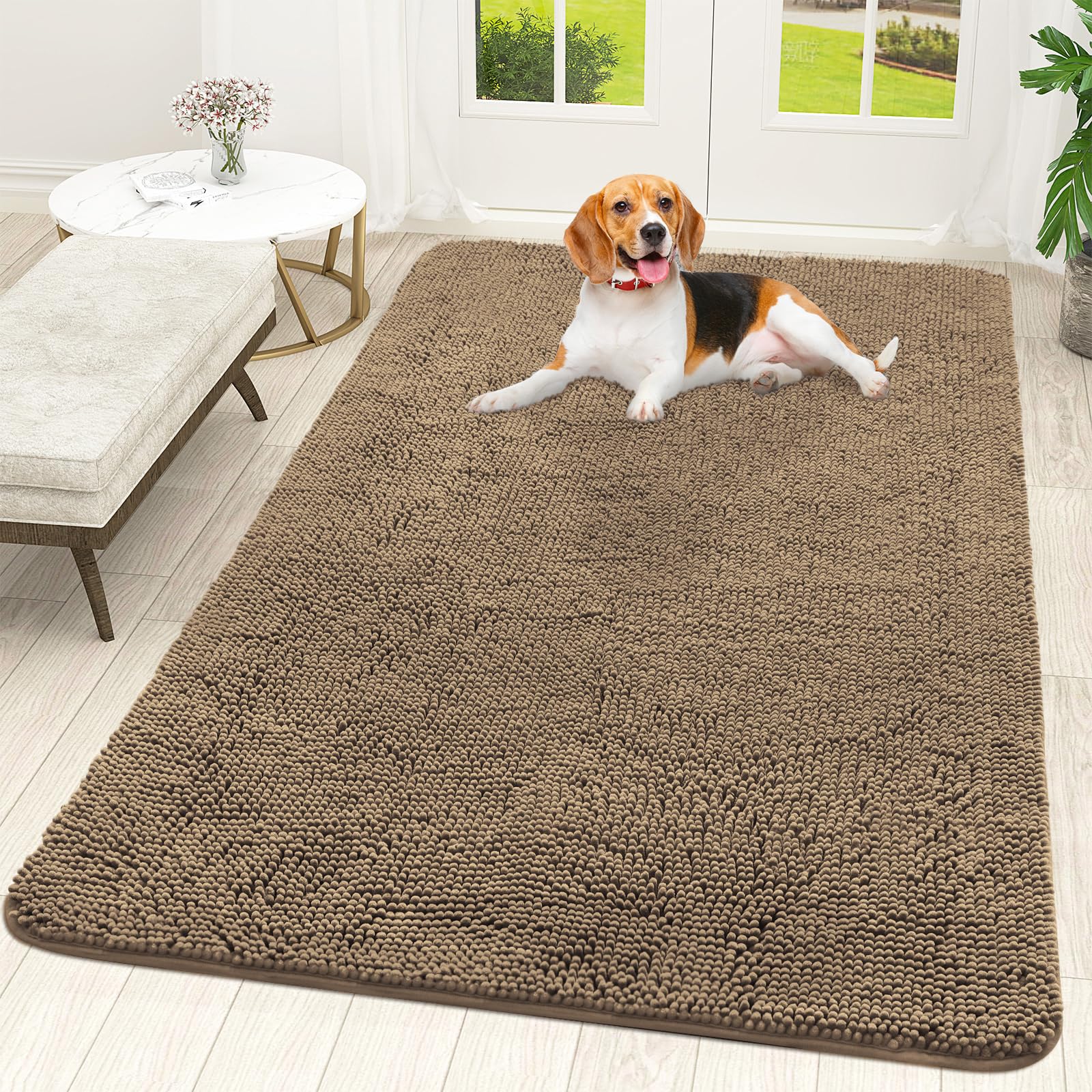 OLANLY Dog Door Mat for Dirty Paws, 140 x 88 cm, Moisture and Dirt Absorption, Non-Slip, Washable, Quick Dry Chenille Dog Mat — image 1