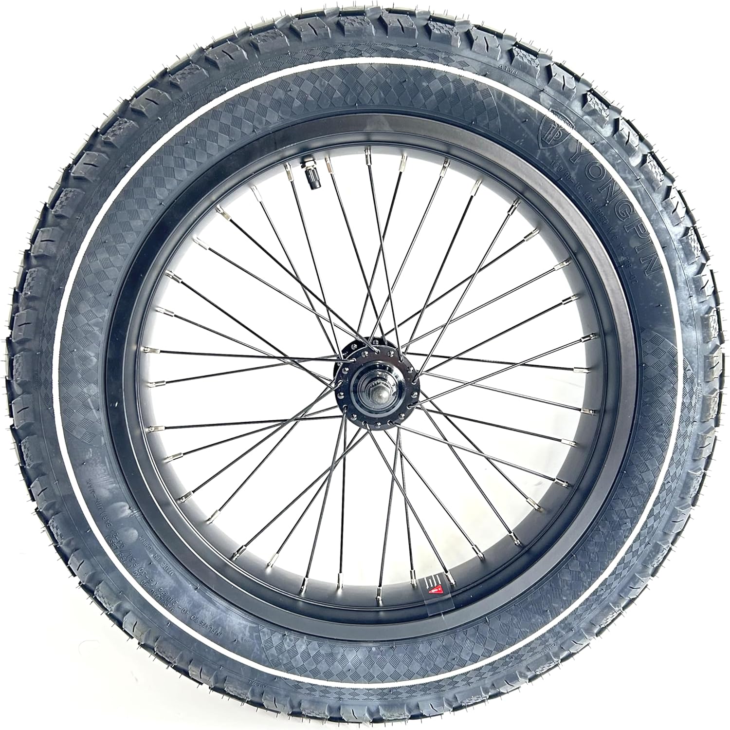 20''x4.0 Fat Bike Front Wheel Double Wall Rim with Puncture Resistant Tire All Terrain Bolt On and Hub 36x12G Spokes Black Alloy Aluminum Snow Bicycle Folding Fatbike Wheel Assembly