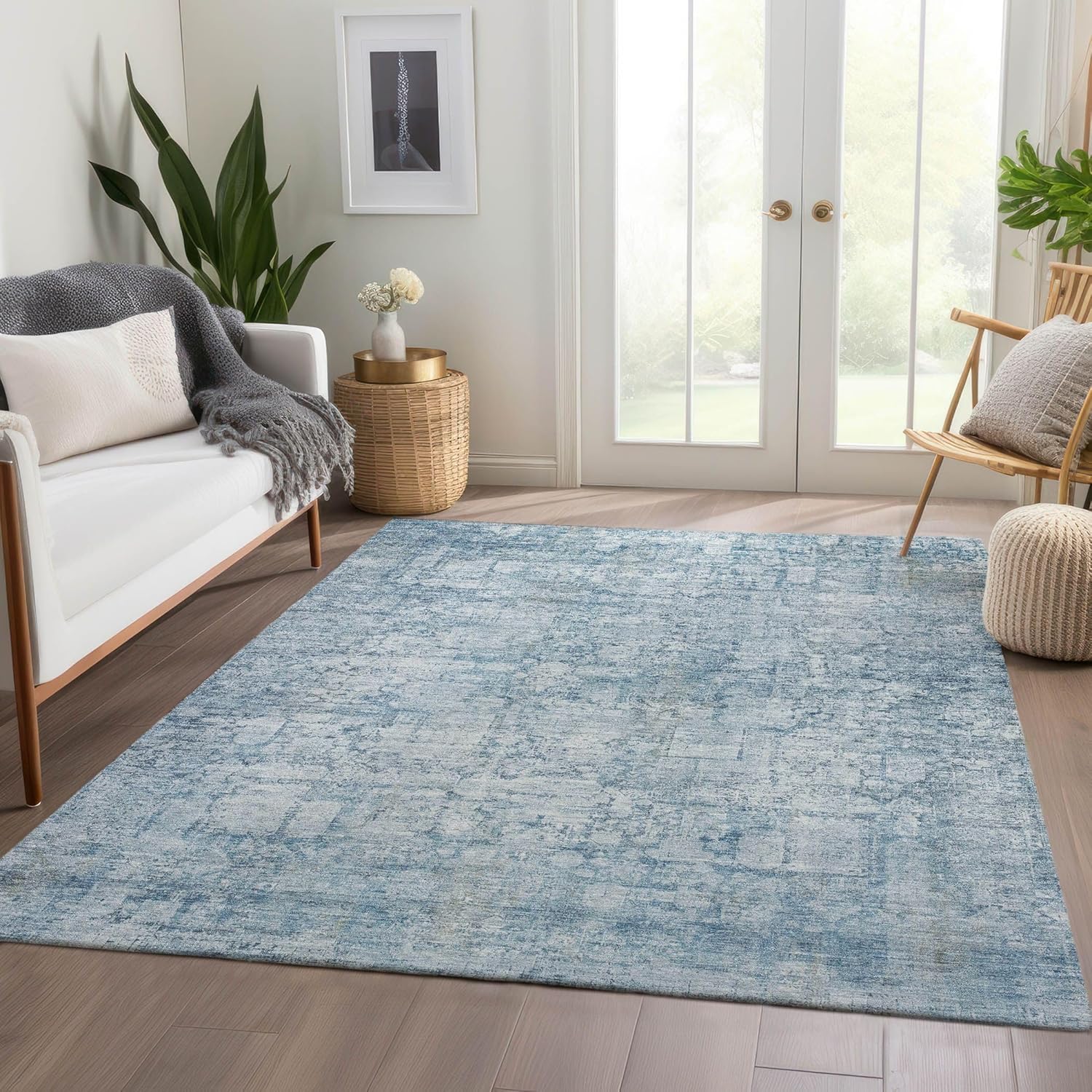 Addison Rugs Chantille ACN1764 Blue 3' x 5' Indoor/Outdoor, Machine Washable, Easy Clean, Non Shedding, Bedroom, Living Room, Dining Room, Kitchen, Patio Rug