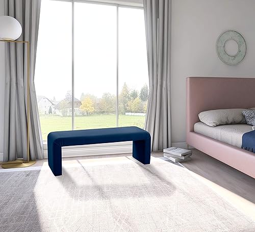Miniatura 2 de Meridian Furniture Minimalist Collection Modern  Contemporary Velvet Upholstered Bench, 53" W x 14.75" D x 18.25" H, Navy