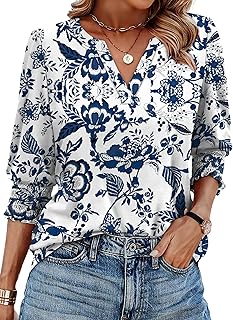 Blouses for Women Dressy Casual 3/4 Length Sleeve Womens Tops Trendy Summer Fall Shirts S-3XL