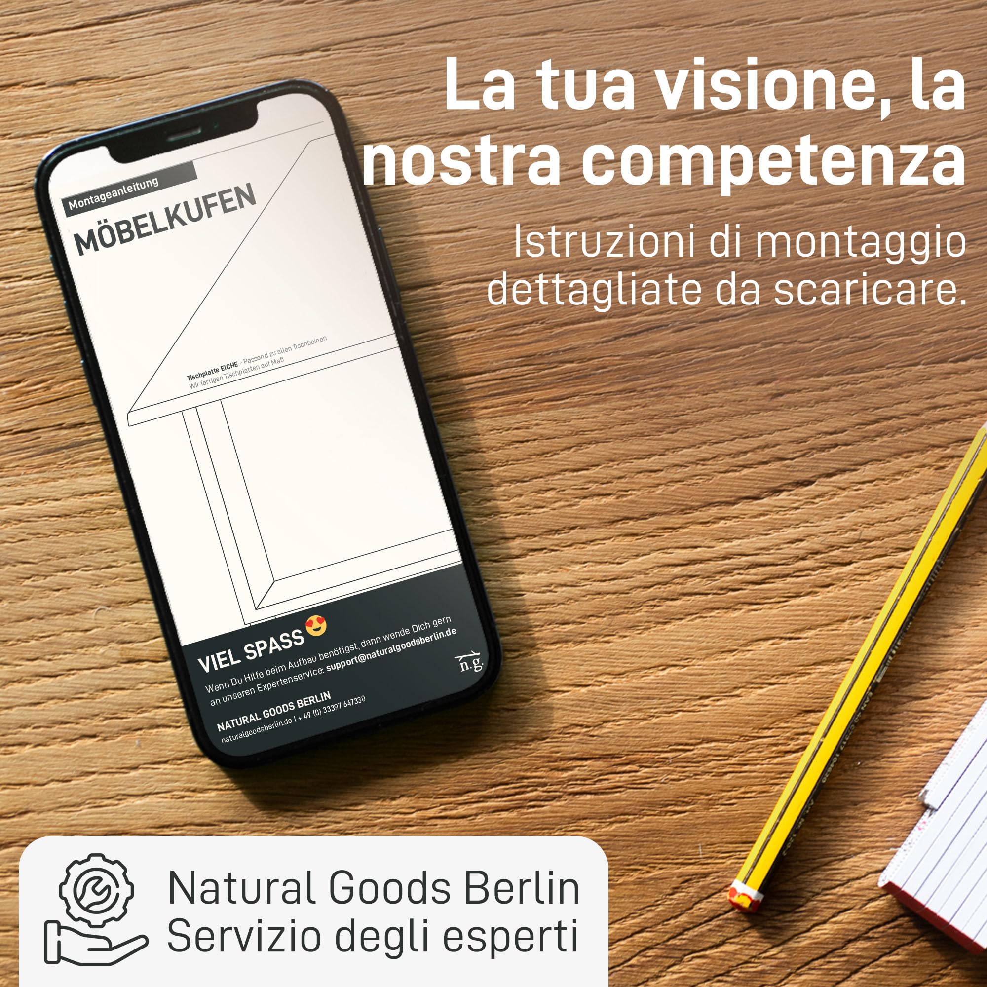 Natural Goods Berlin 2x GAMBE PER TAVOLO | Montaggio Facile | Piedi per Tavolo in Metallo Industriale | Ideale per Progetti Fai-da-Te come Tavolo da Pranzo, Scrivania, Tavolino, Panchina | 30x43 cm