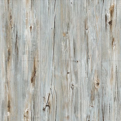 Miniatura 6 de Paquete de 4 azulejos autoadhesivos impermeables, no quedan residuos pegajosos, vinilo autoadhesivo de azulejos de madera para la cocina, baño, Gris