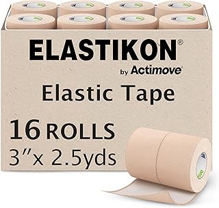 Soft Cotton Elastic Tape, Provides Mid-Level Compression and Support for Sprains, Strains, Muscle Injuries, Strong Adhesion - 3 in x 2.5 yd, Speedpack - 16 Rolls