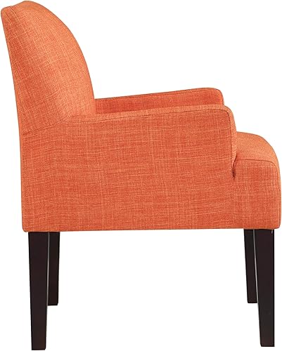 Miniatura 4 de OSP Home Furnishings Main Street - Silla tapizada para invitados con detalles de acabado espresso, tela naranja mandarina