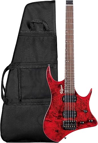 Miniatura 10 de GTWT-01 Guitarra eléctrica sin cabeza de 6 cuerdas con chapa de arce de llama y cuello de arce, cuerpo de caoba (azul)