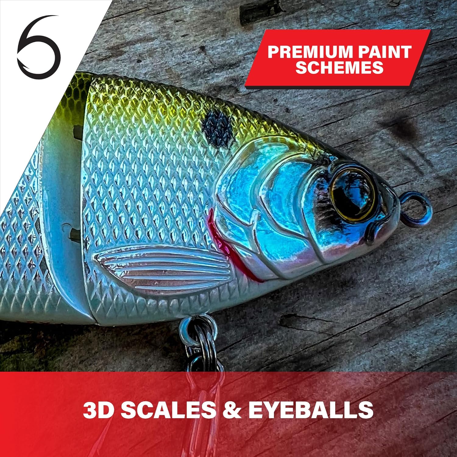 6TH SENSE Trace 7.25" Multi-Jointed Swimbait – 4-Piece Life-Like Action, Premium 3D Eyes and Scales, Sharp Black Nickel Hooks – Bass Fishing Lure
