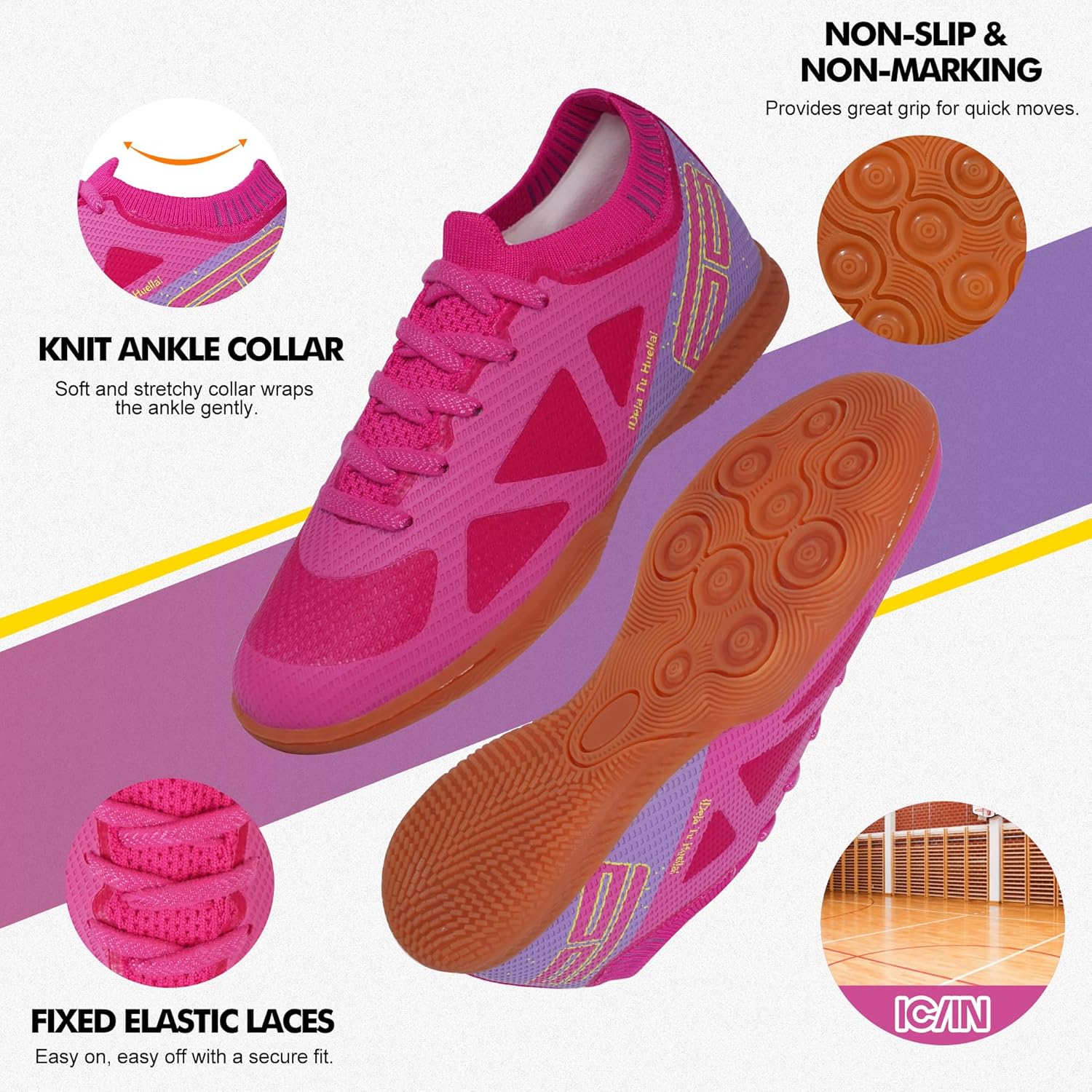 brooman Kids Futsal Indoor Soccer Shoes Boys Girls Soccer Sneakers with Soccer Socks - Image 4