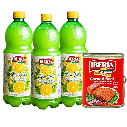 Iberia Carne de res enlatada, 12 onzas + Iberia 100% jugo de limón, 32 onzas (paquete de 3)