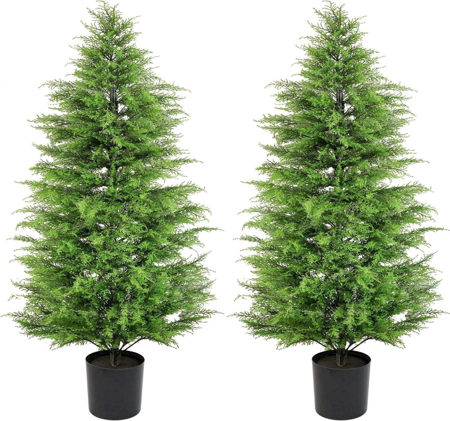 Faux Cedar for Outdoor Planterst 3FT Artificial Cedar Trees with Lights for Outdoor Artificial Plants Outdoor for Front Porch Home Office Decor (3FT)