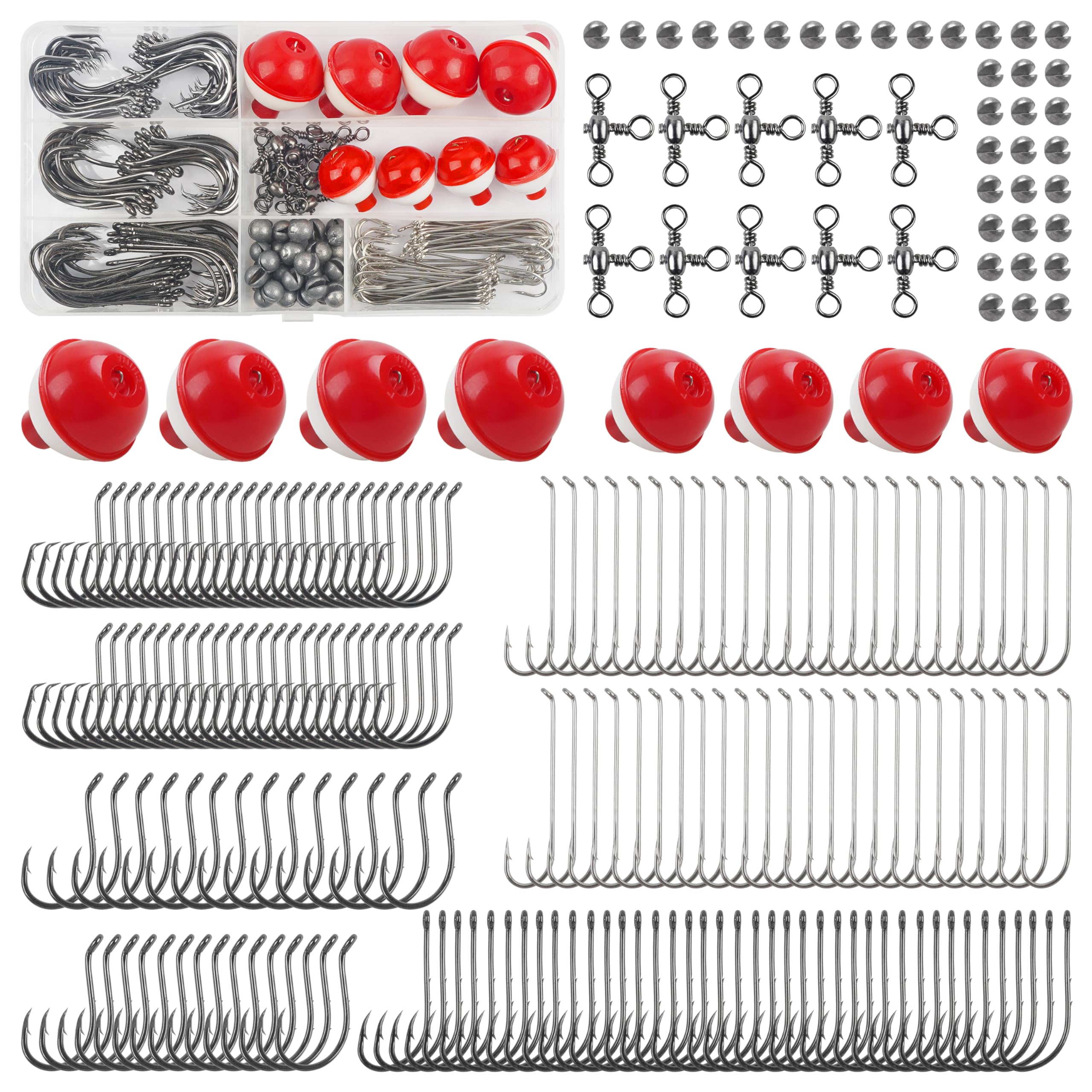 223pcs Fishing Tackle Kit with Hooks Bobbers Sinkers Swivels, Beginners Equipment Freshwater Fishing Gear Set for Bass Trout Crappie Panfish, Starter Kit for Artificial and Live Baits : Sports &