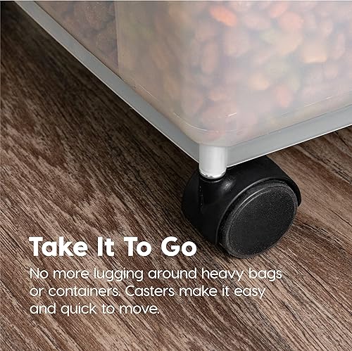 Miniatura 8 de IRIS USA - Contenedor hermético de almacenamiento de alimentos para mascotas WeatherPro de 50 libras  65 cuartos de galón con ruedas extraíbles