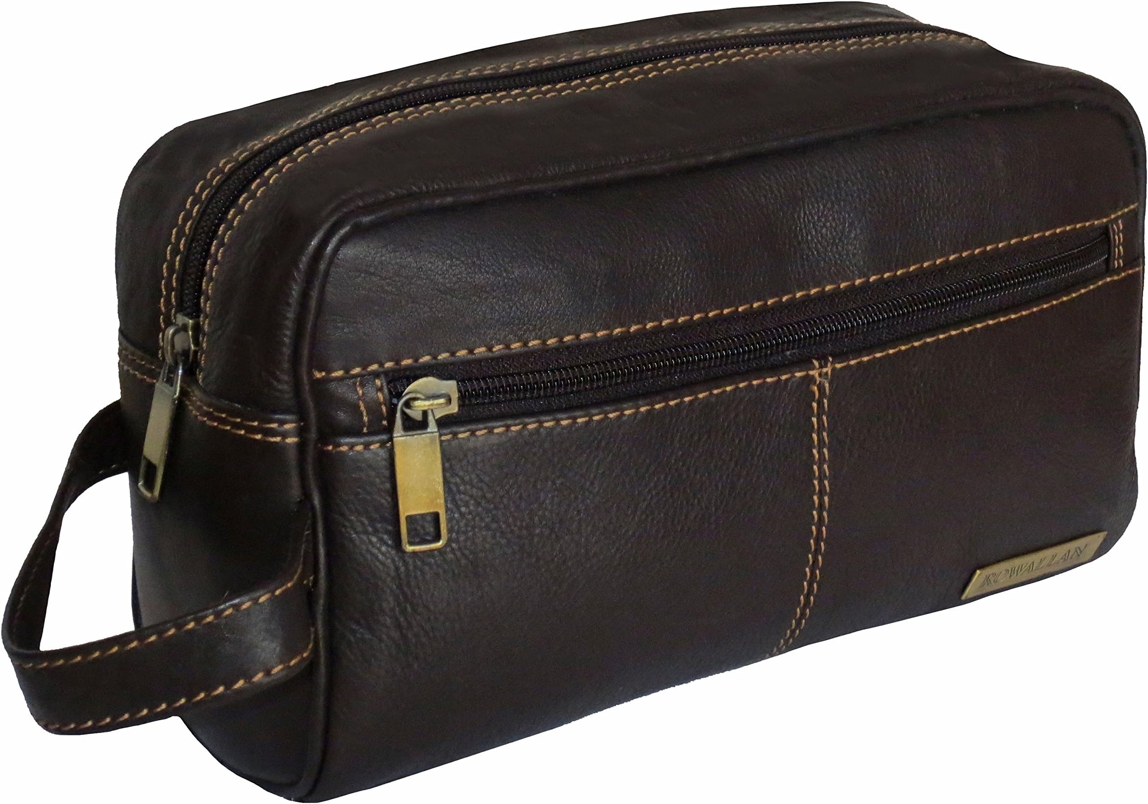 Rowallan Brown Leather Wash Bag